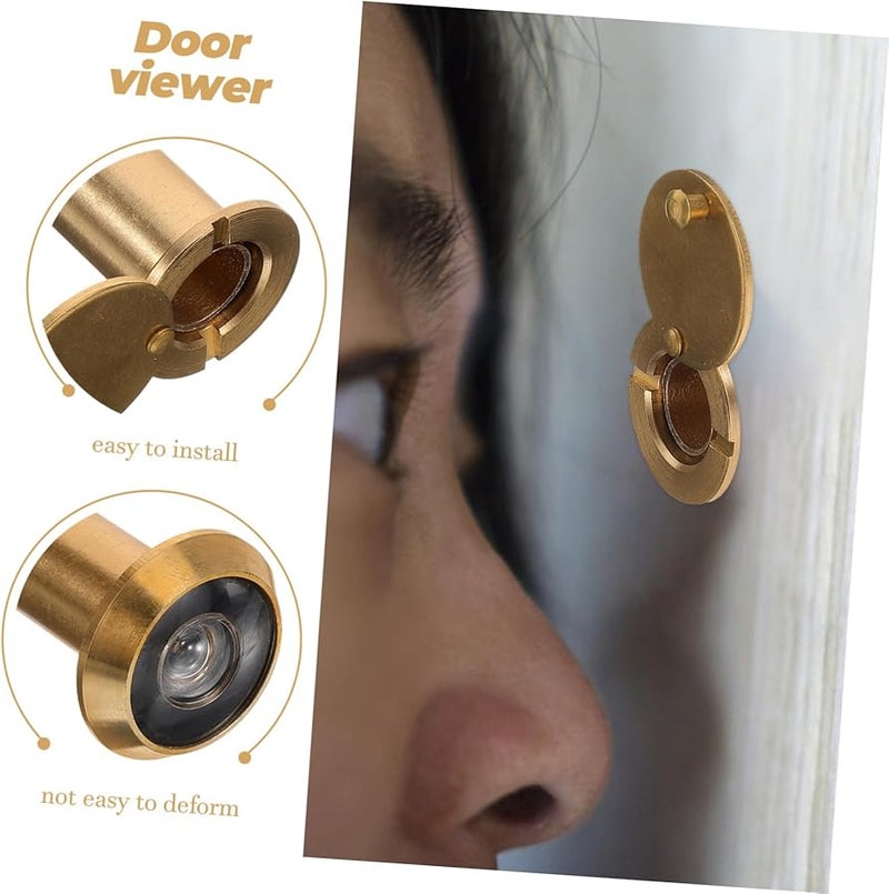 Wide View Copper Door Peephole Viewer Privacy Cover High Definition Lockproof - Image 4